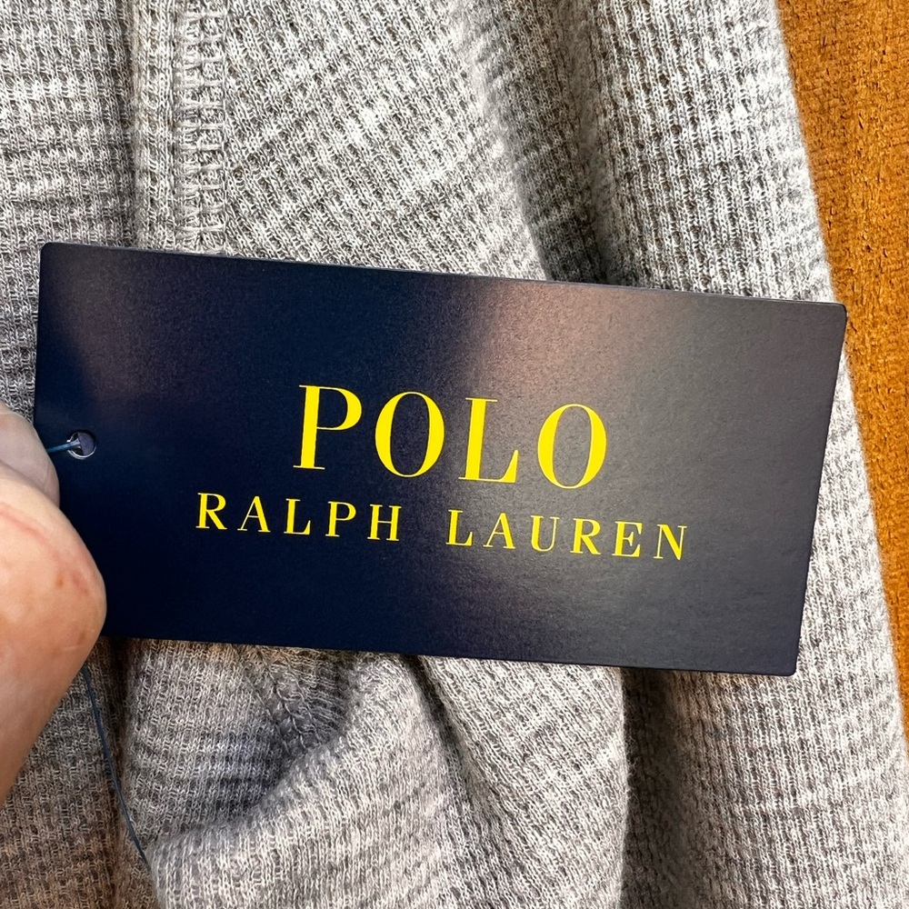 NWT Polo by Ralph Lauren Men’s Sleepwear Light Gray Long Sleeve Shirt SZ L - Picture 5 of 9